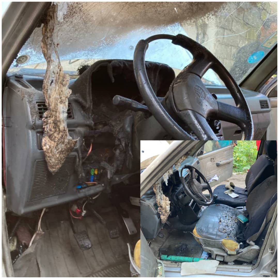 آتش سوزی یک دستگاه خودرو پراید در بابل