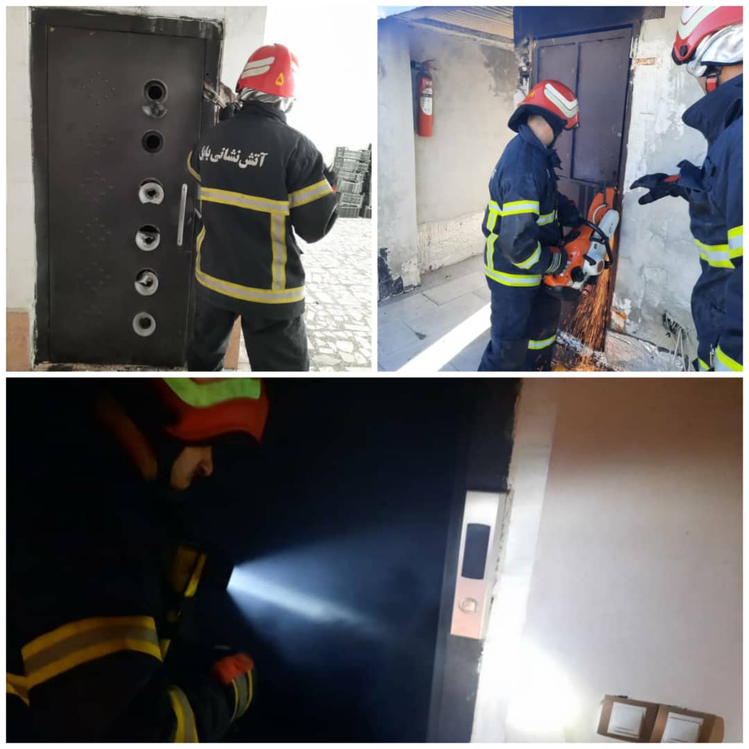 مهار آتش سوزی کابین آسانسور در بابل