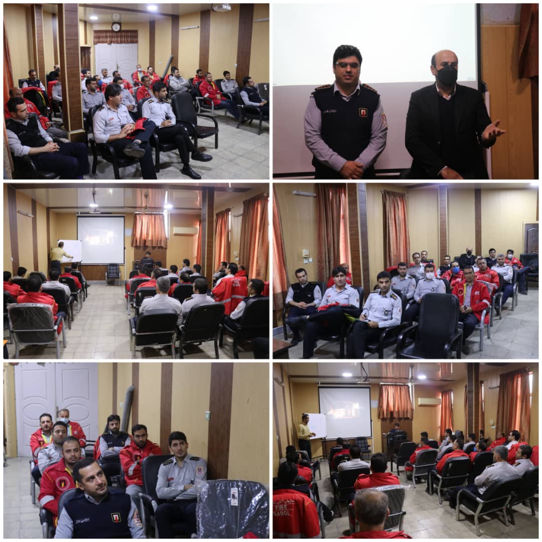 برگزاری آموزش تخصصی امداد و نجات و اطفای حریق در ساختمان های بلند مرتبه ویژه روسای ایستگاه،فرماندهان و معاونین شیفت های عملیاتی بصورت تئوری و عملی در سازمان آتش نشانی و خدمات ایمنی شهرداری بابل جهت ارتقا دانش و توان عملیاتی