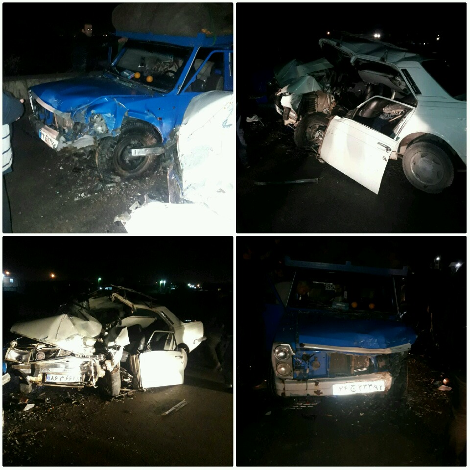 تصادف شدیدخودرو وانت نیسان با سواری پیکان منجر به مصدومیت راننده پیکان گردید