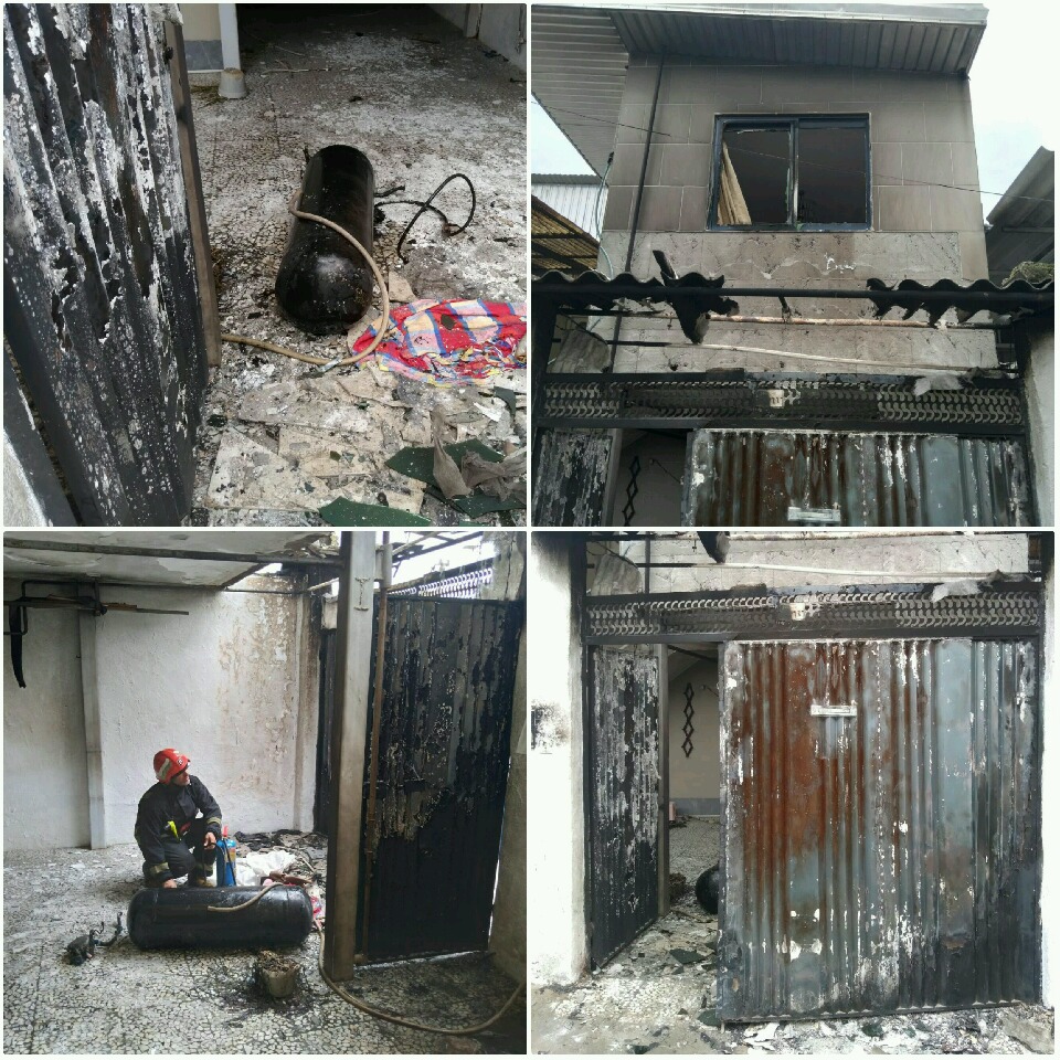 انفجار و آتش سوزی سیلندر LPG خودرو در حیاط منزل مسکونی یک مصدوم برجای گذاشت