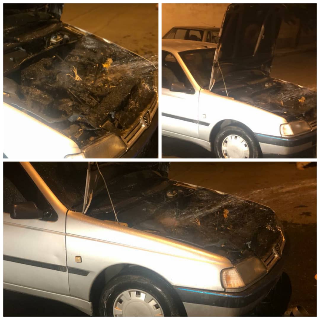 آتش سوزی ناگهانی خودرو پژو در بابل