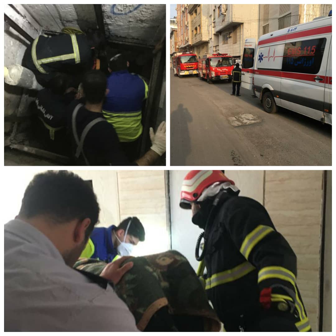 سقوط زن حدودا ۵۰ ساله از طبقه اول به داخل چاهک آسانسور در بابل