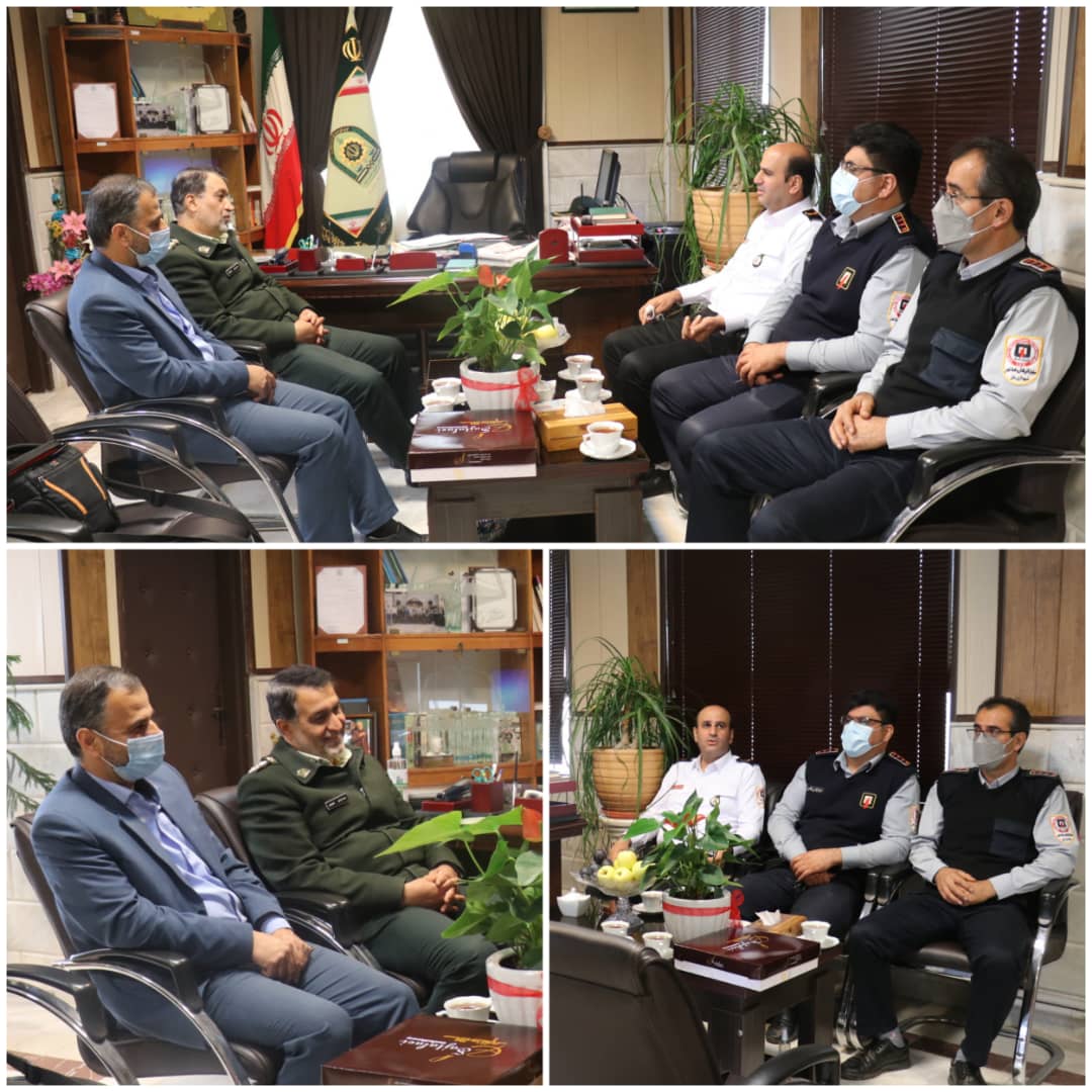دیدار مدیر عامل سازمان آتش نشانی و هیئت همراه با فرمانده انتظامی شهرستان بابل