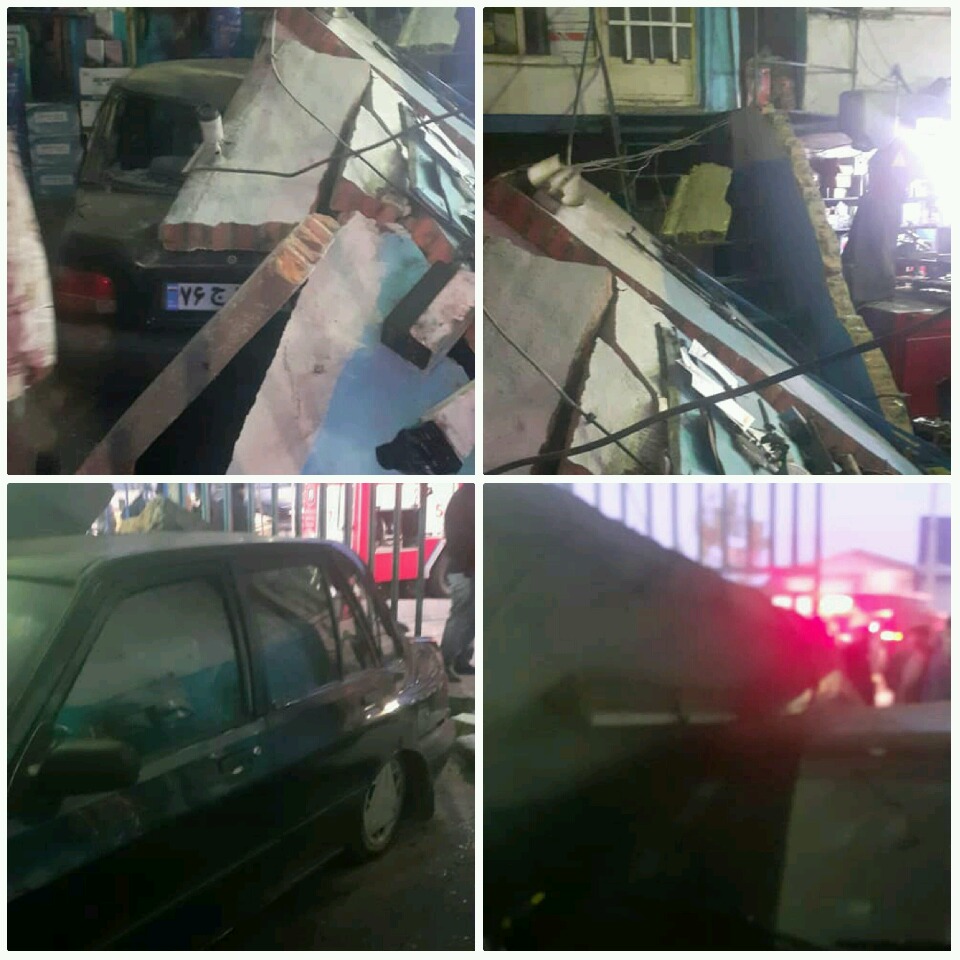 ورود ناگهانی سواری پراید به داخل مغازه تعمیرات خودرو حادثه آفرید