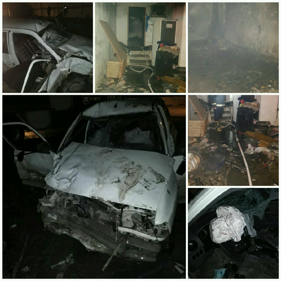 آتش سوزی منزل مسکونی/ برخورد سواری پراید با دیوار منزل مسکونی در حاشیه خیابان