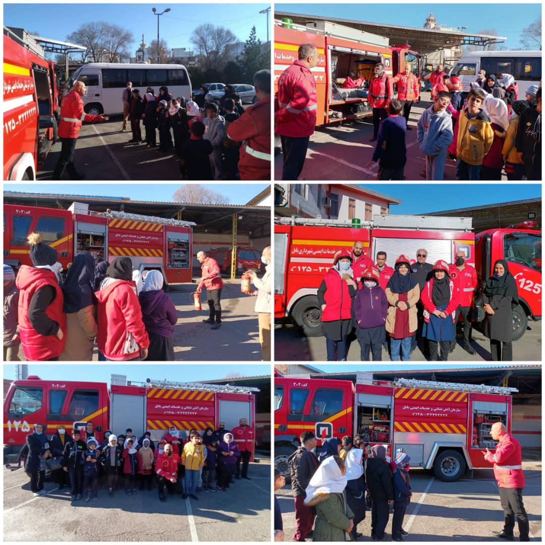 بازدید دانش آموزان دبستان استثنایی خاطره رامش از ایستگاه  آتش نشانی بابل