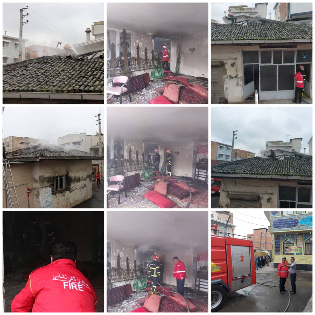 مهار آتش سوزی مسجد قدیمی در بابل