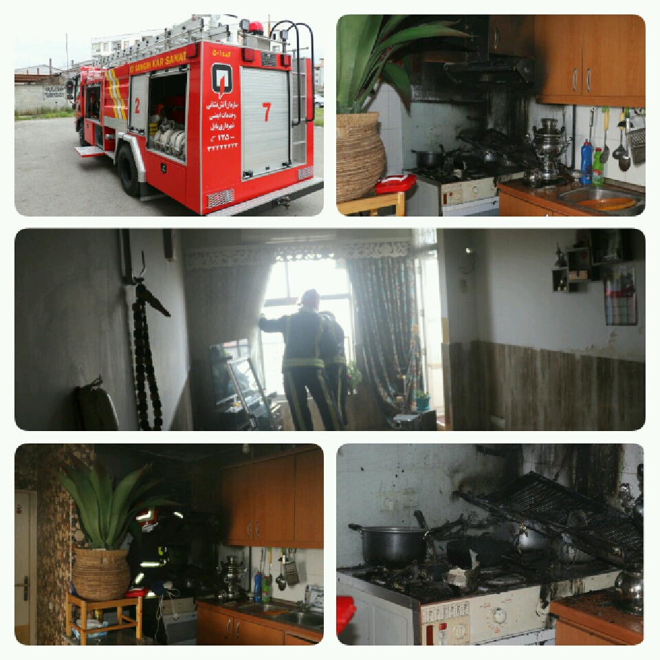 آتش سوزی آشپزخانه منزل مسکونی