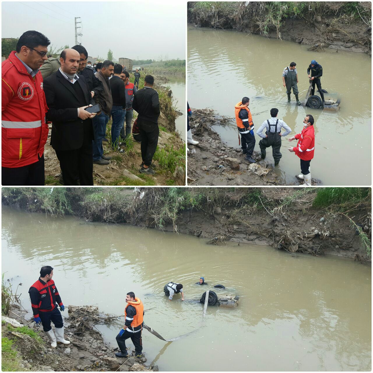 خارج نمودن خودرون واژگون شده از رودخانه بابلرود