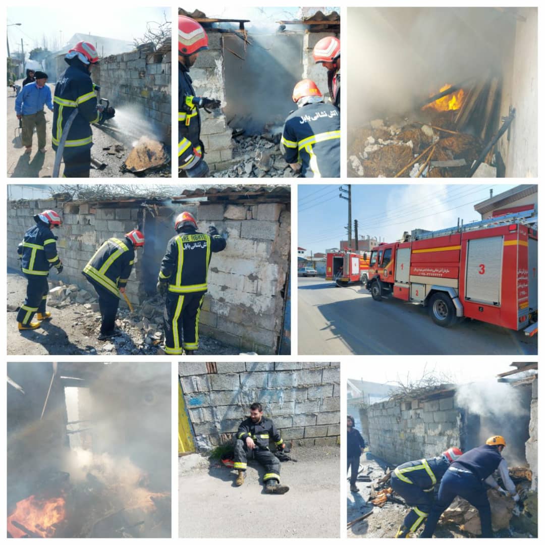 مهار آتش‌ سوزی طویله در بابل