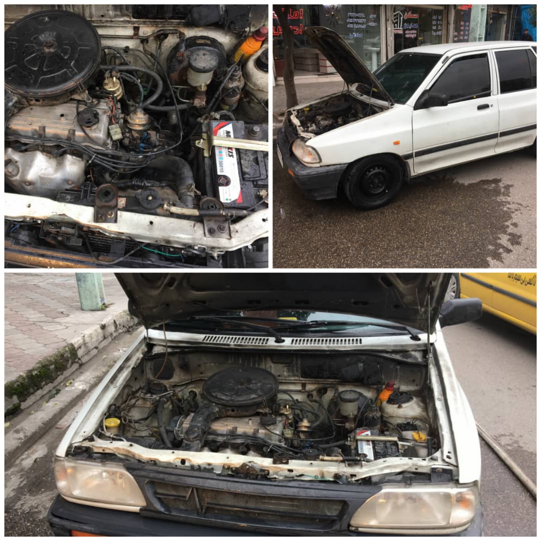 آتش سوزی ناگهانی خودرو پراید در بابل