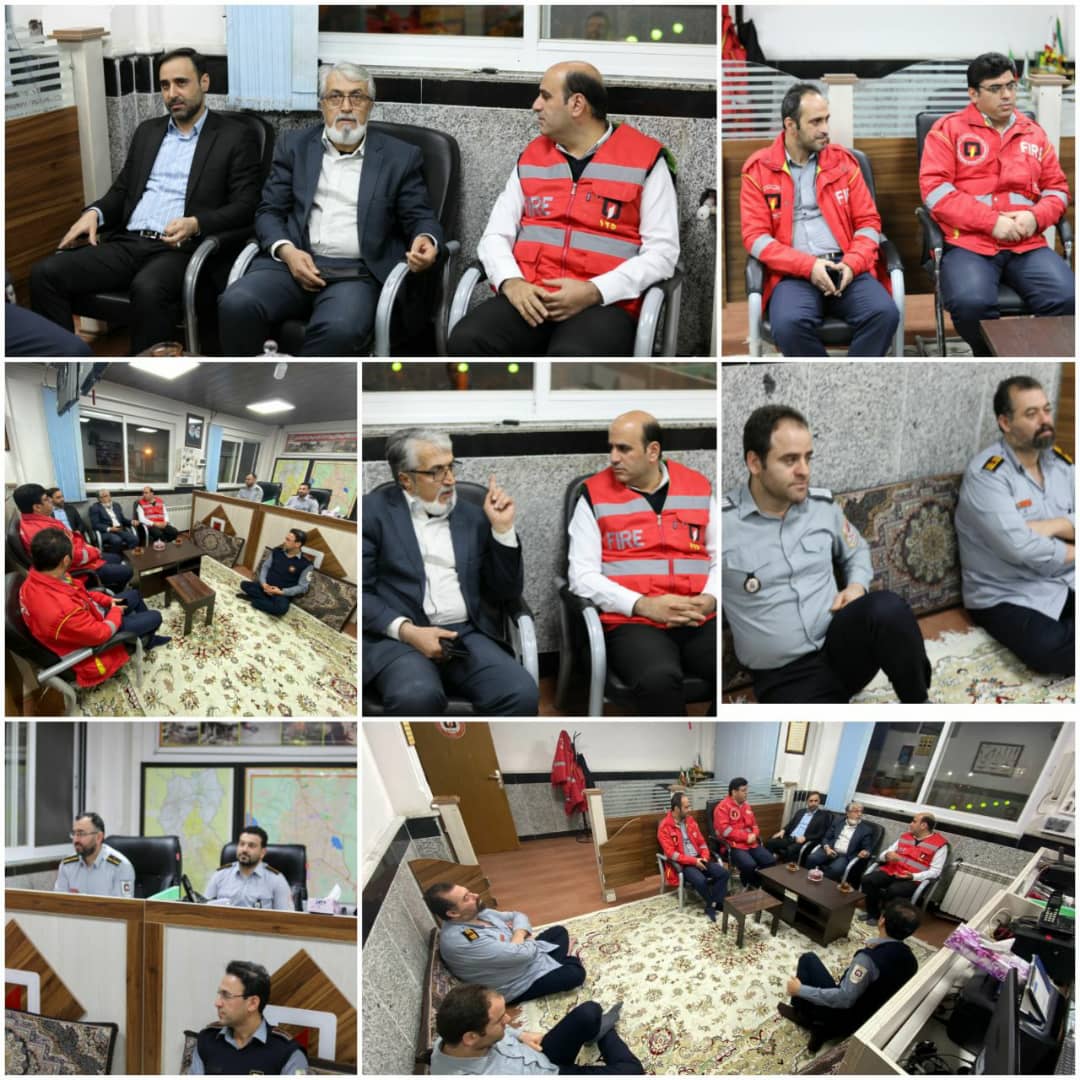 بازدید محمدقاسم دابوئیان سرپرست شهرداری بابل  ، سیدمازیارحسنی مدیرعامل سازمان آتش نشانی و جلال ذکریانتاج مدیر روابط عمومی شهرداری از محل‌های استقرار تیم‌های عملیاتی آتش‌نشانی و ایستگاه‌های آماده سازمان در شب چهارشنبه آخرسال